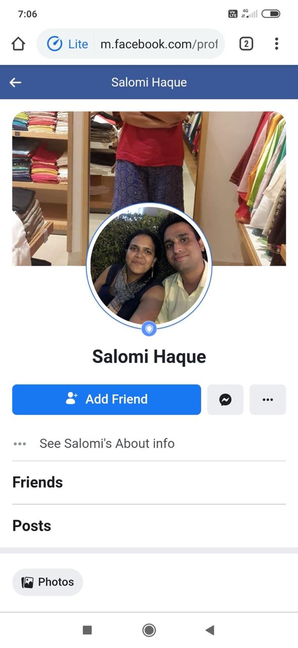 Social media profile photograph of Aarti Salomi Haque